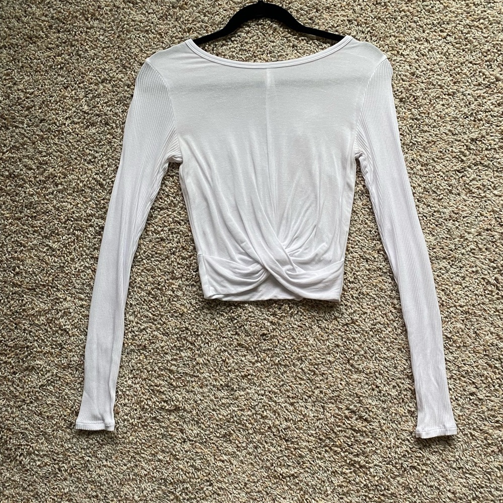 Alo yoga long sleeve white crop top